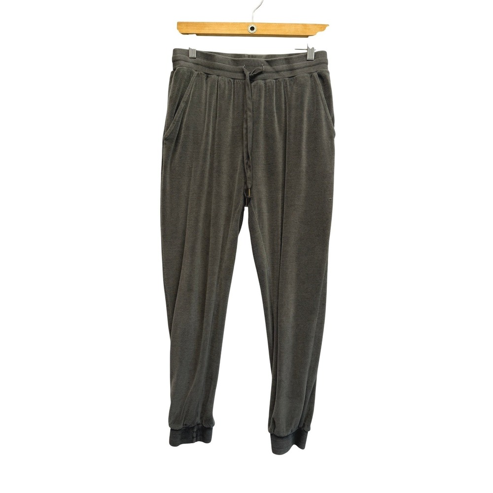 Young Fabulous & Broke Joggers Velour Terry Drawstring Gray Green Women